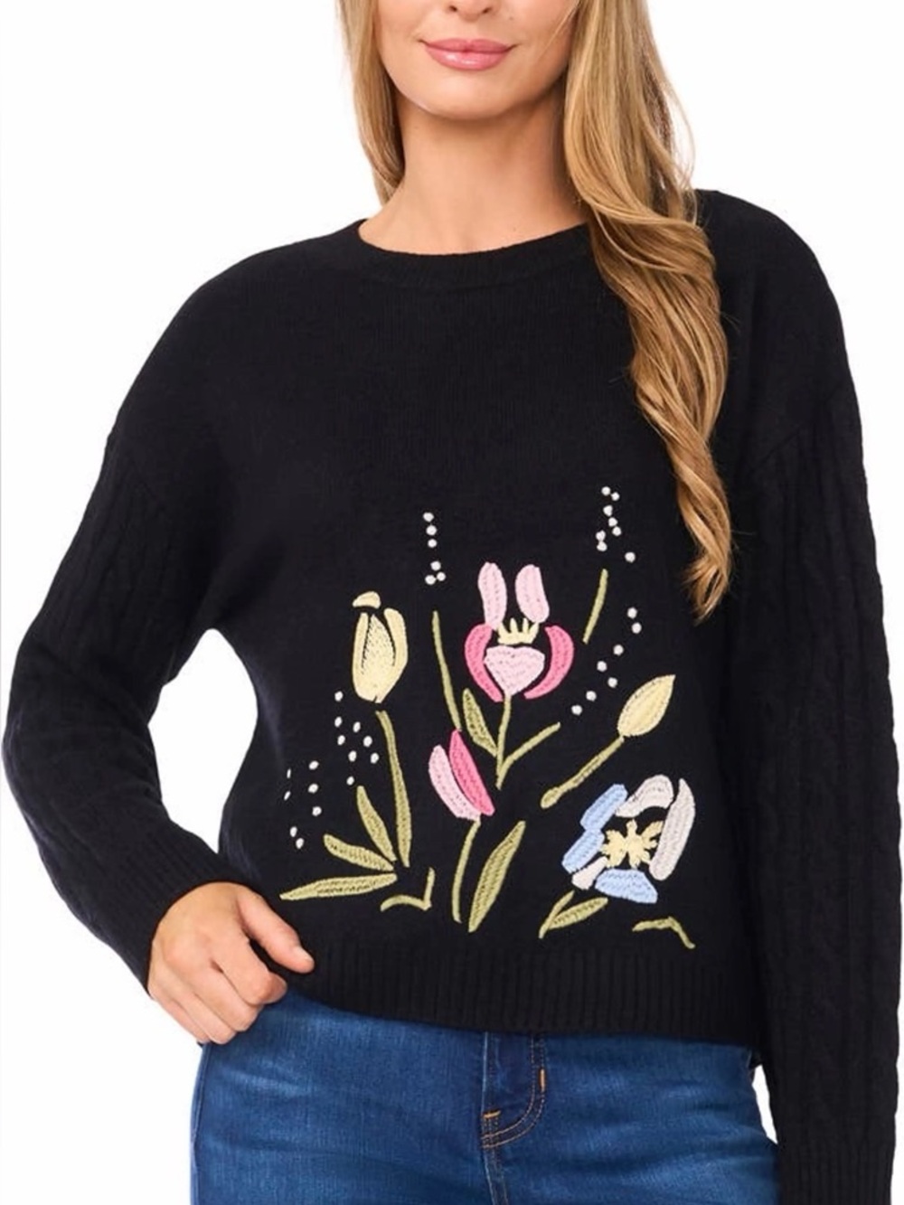 Ted Baker Floral Embroidered Black Sweater